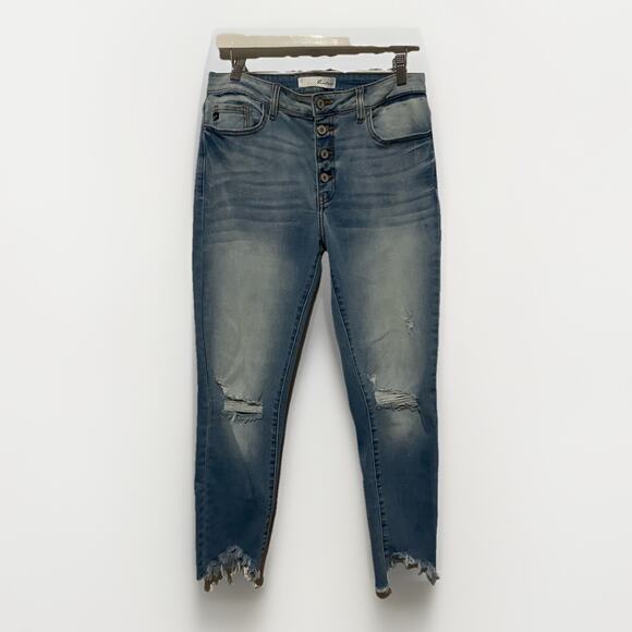 KanCan Denim - KANCAN Distressed Skinny Ankle Jeans Button Fly Women Size 11/29 Blue Denim